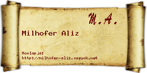 Milhofer Aliz névjegykártya